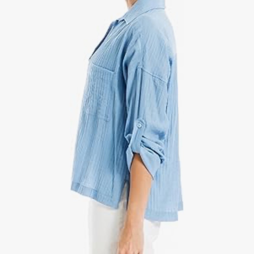Max Studio Women’s Casual Blue Top Shirt Blouse MSRP $118 Small S NWT - Picture 3 of 6